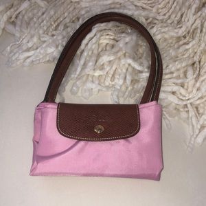 Longchamp Le pliage small long handle pink